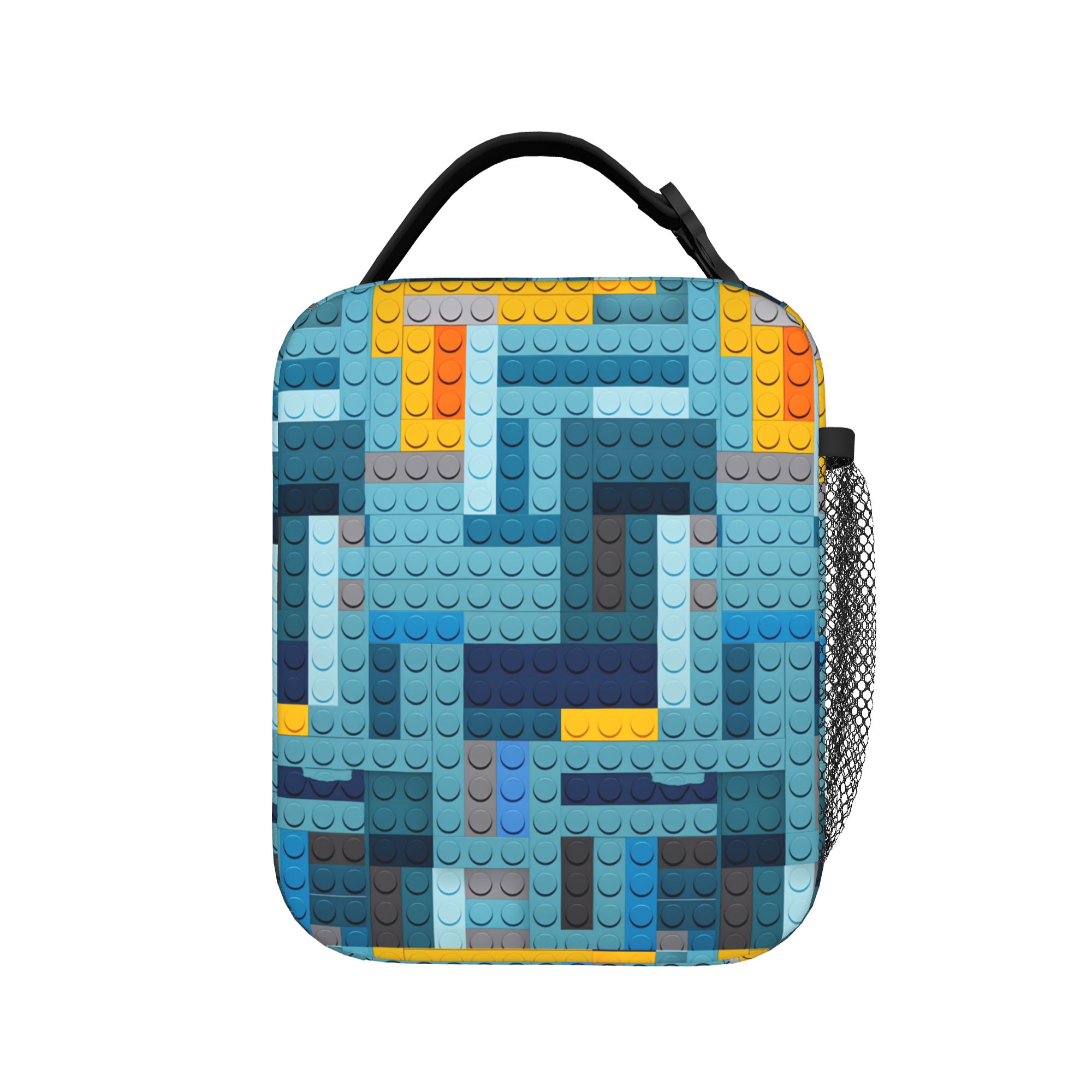 Office Tech Bag - Blue Tech Pixel Yapı Taşları Desenli
